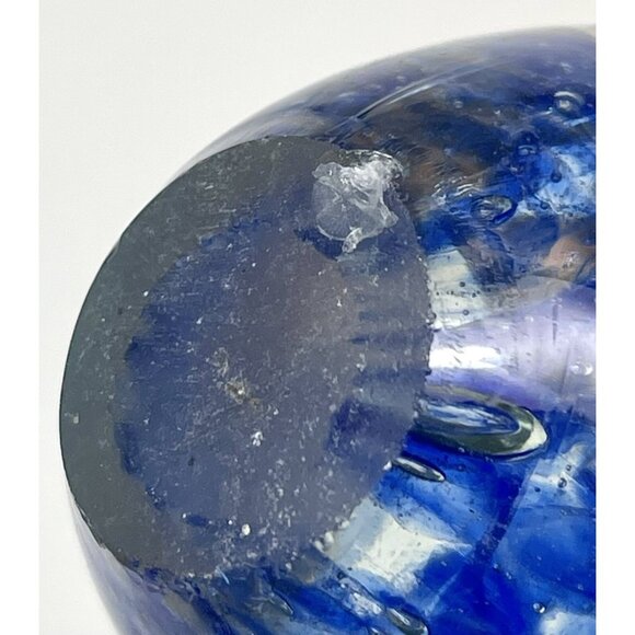 VTG Lot 3 MCM 3.5" Cobalt Hand Blown Egg-Shaped Controlled Bubble PAPERWEIGHTS - Picture 7 of 10